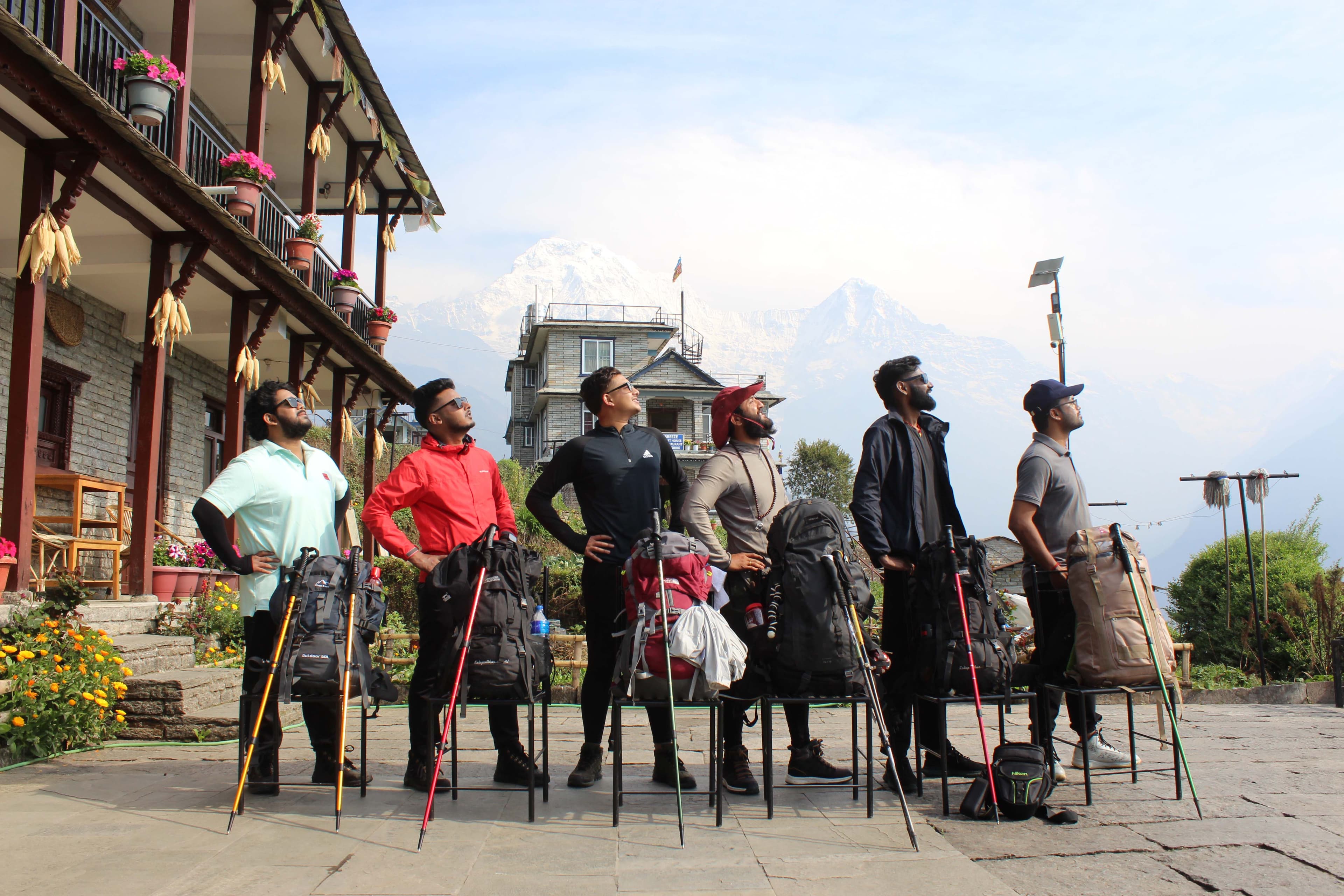 Trekkers of Trek 8586 posing in Ghandruk during their trek to annapurna circuit trek