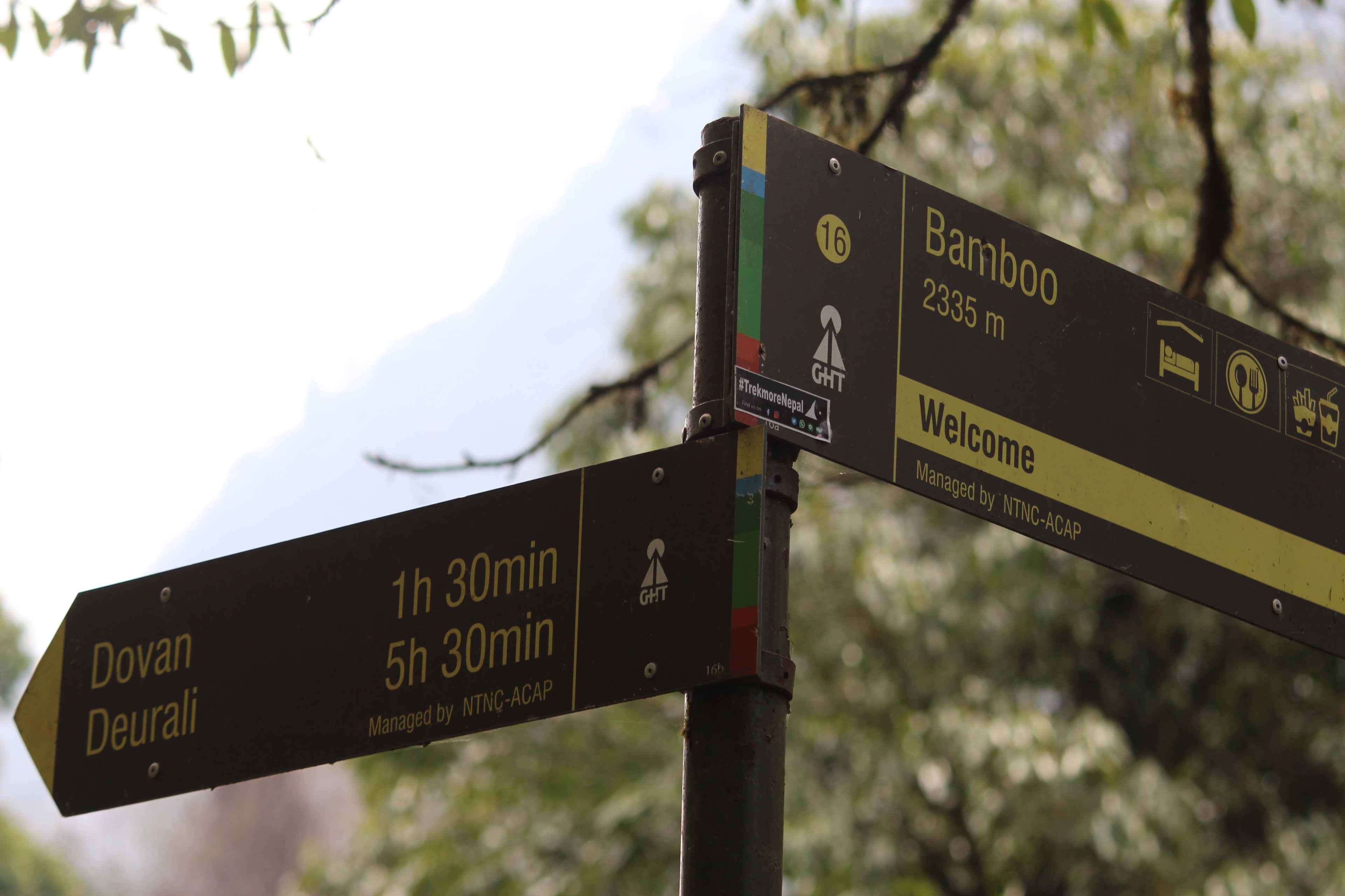 Signage board in trails of Annapurna Circuit and Annapurna Region on Trek 8586 journey